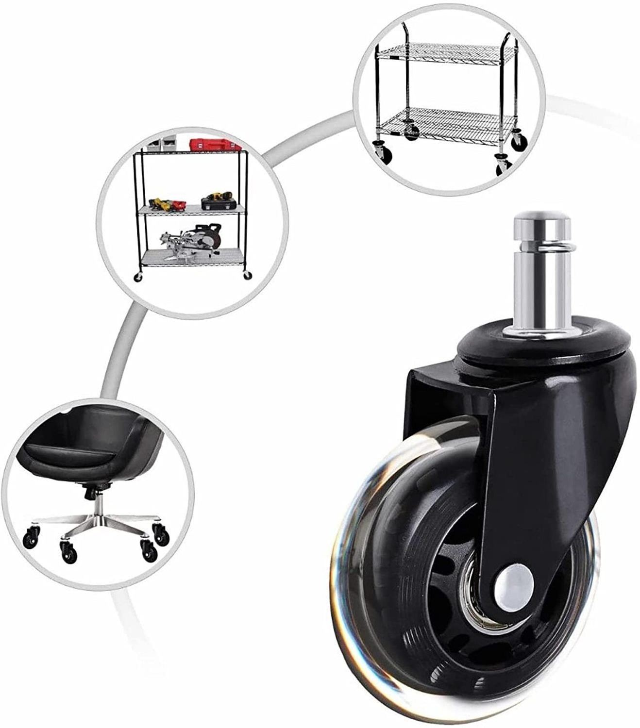 Removeable Transparent Non Marking PU Office Chair Caster Wheels