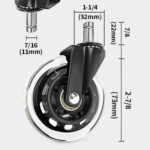 Removeable Transparent Non Marking PU Office Chair Caster Wheels