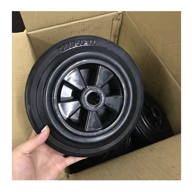 8 inch 200mm Black Rubber Trash Bin Caster Wheel