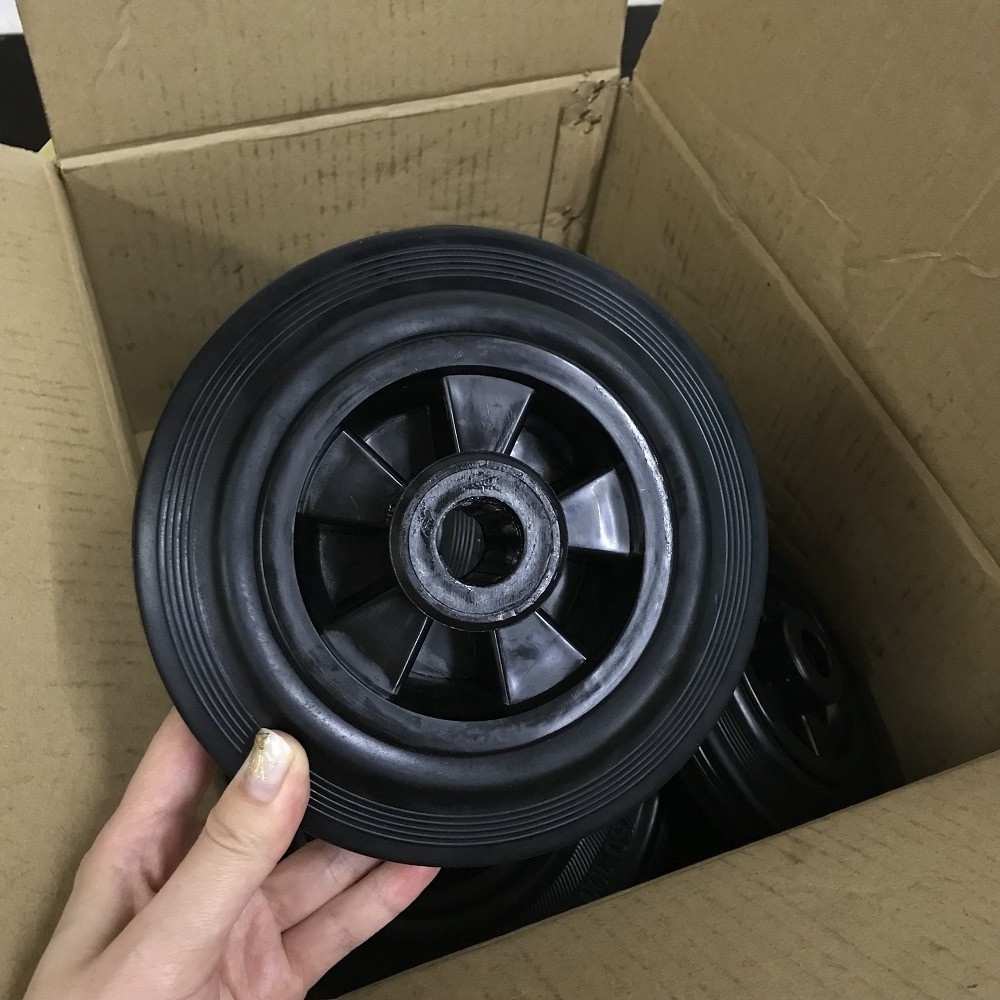 8 inch 200mm Black Rubber Trash Bin Caster Wheel