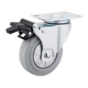 5" Heavy Duty Swivel Plastic Galvanized Dual Locking Industrial Natural Rubber Trolley Metal Caster Wheels