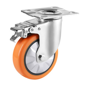 medium heavy duty static Trolley caster wheel orange 4 5 6 8 inch Swivel brake Casters