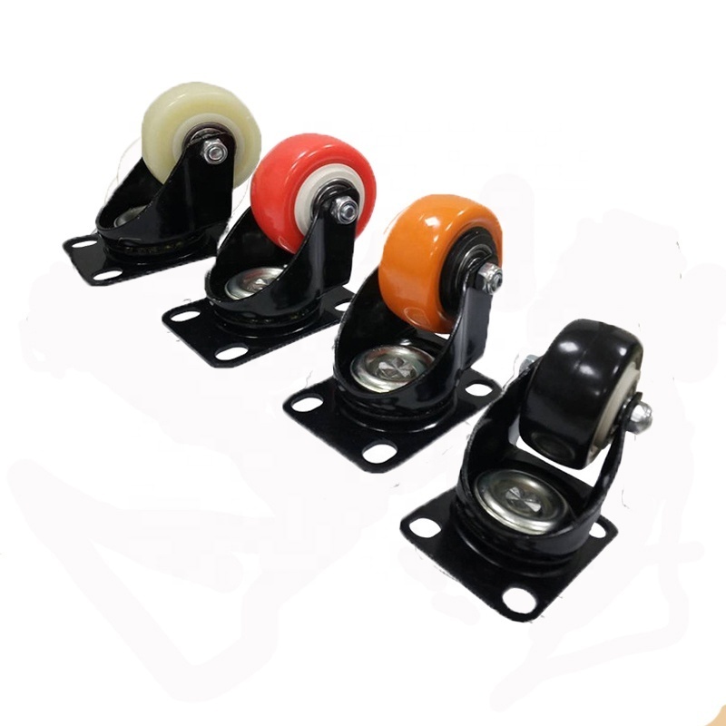 1.5 2 2.5 3 inch 40mm 50mm Black Red Blue White Orange Small Wheel Swivel stem furniture trolley castors PVC PU Caster Wheels