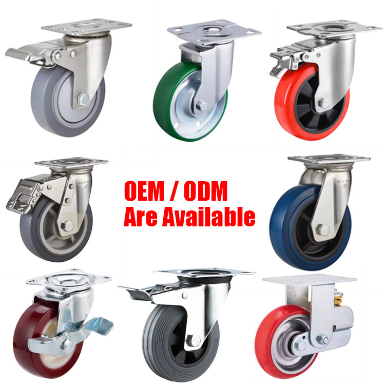 1.5/2/2.5/3/4 inch Pvc Wheel Casters Swivel Top Plate Threaded Stem Castor Trolley Wheels Furniture Casters wheel