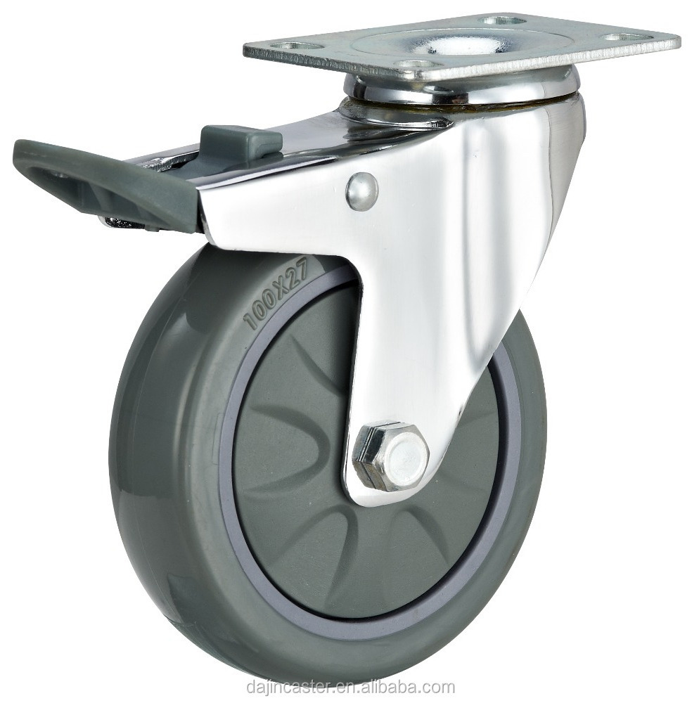 3/4/5 inch medium duty caster weight capacity 100kg PU swivel caster wheels