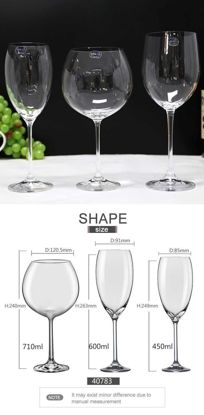 High quality Handmade Lead Free Crystal Glass Clear Wine Glass Drinking Red Wine Glass Goblet