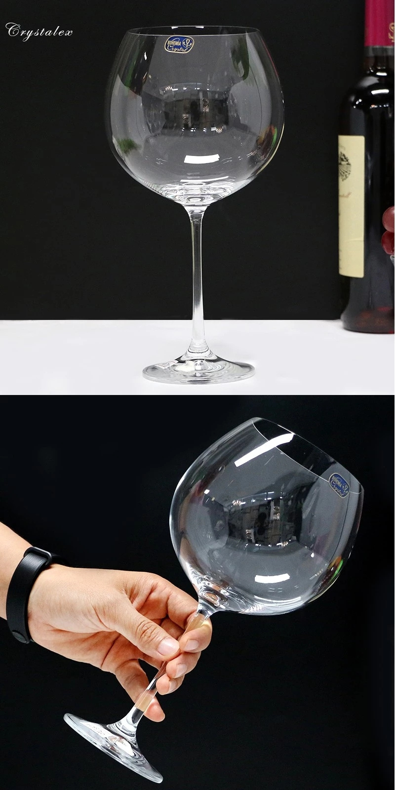 High quality Handmade Lead Free Crystal Glass Clear Wine Glass Drinking Red Wine Glass Goblet