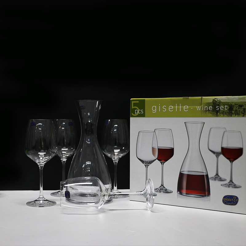 Home Decoration Lead Free Crystal Whiskey Wine Dinning Table Glass 6 Cups Crystal Decanter Sets