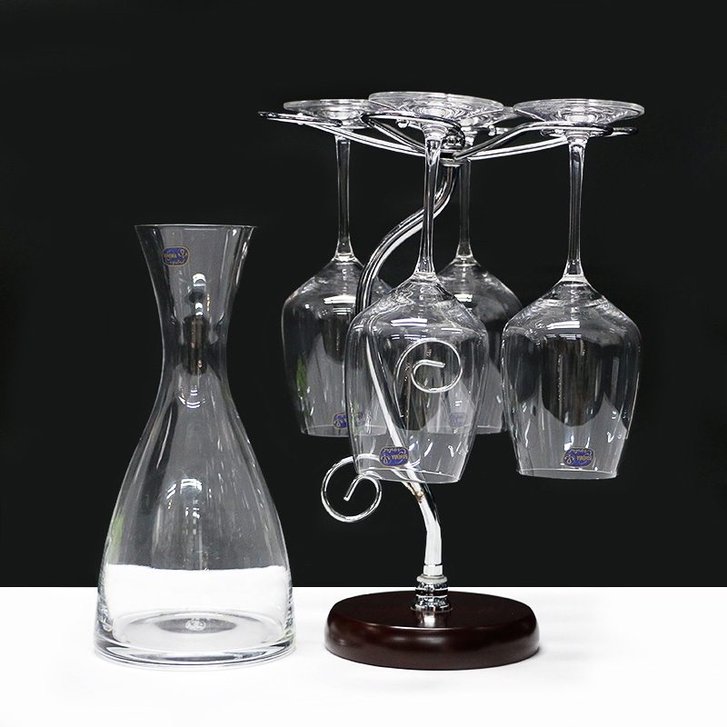 Home Decoration Lead Free Crystal Whiskey Wine Dinning Table Glass 6 Cups Crystal Decanter Sets