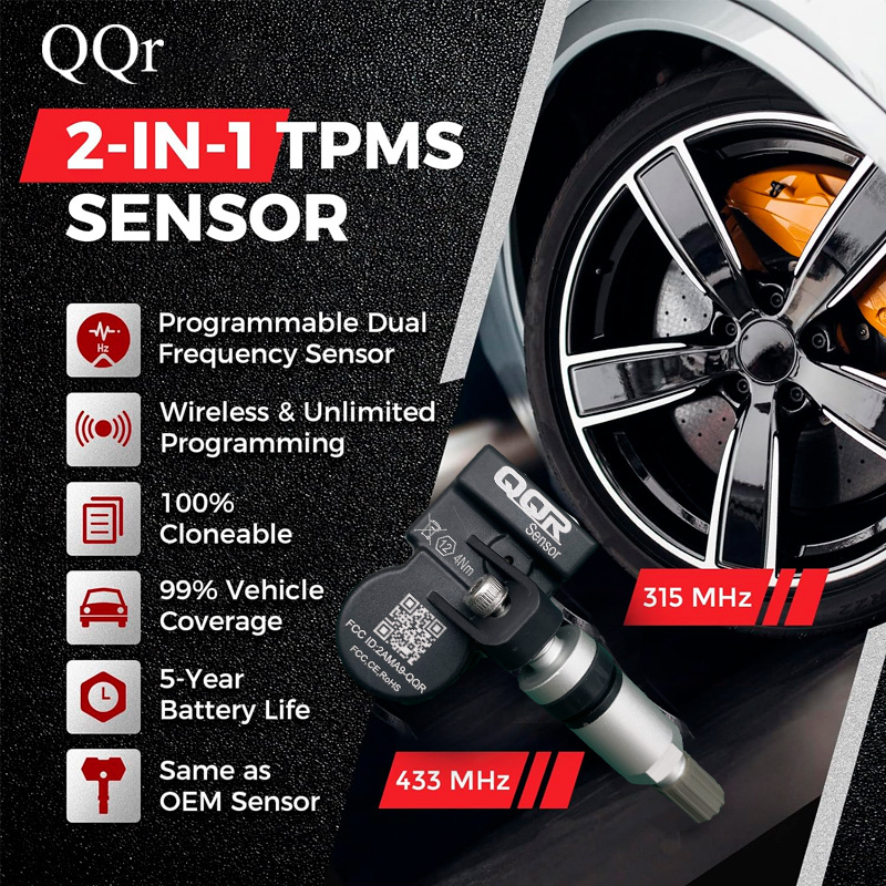 automotive parts accessories QQr sensor program Universal TPMS sensor Tire Pressure Monitoring System Sensor 315mhz/433mhz 2 in