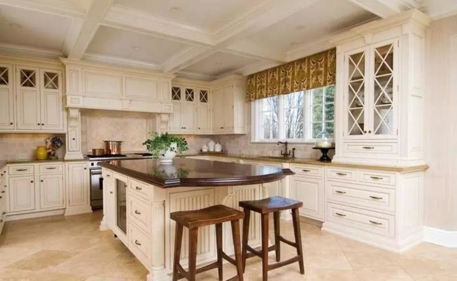 Contemporary custom made Canadian wooden cabinets for complete kitchen with island bar pantry