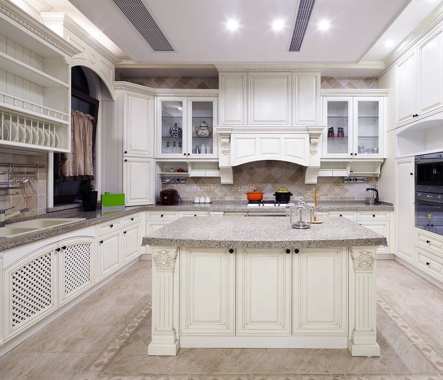 Contemporary custom made Canadian wooden cabinets for complete kitchen with island bar pantry