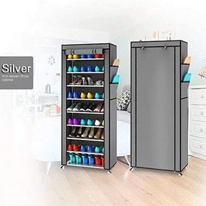 High quality 9 Tier Non-Woven Cloth Shoe Rack with Side Pockets