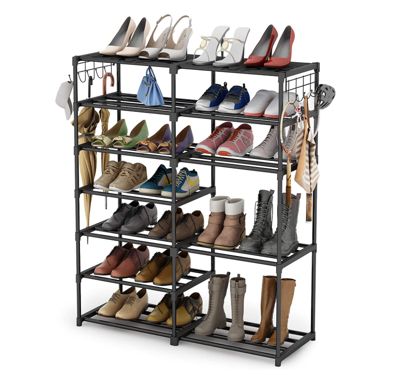 Shoe Rack Shoe Tower Metal Shoe Shelf Storage Organizer Unit Entryway Cabinet 24-30 Pairs 7-Tier