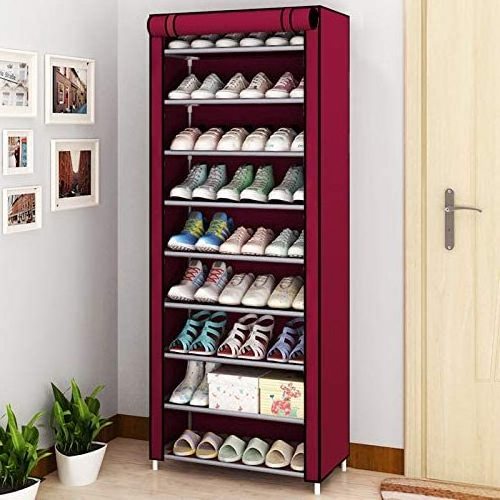 10-Tiers Shoe Organizer Shoe Rack Shoe Tower Shelves With Cover