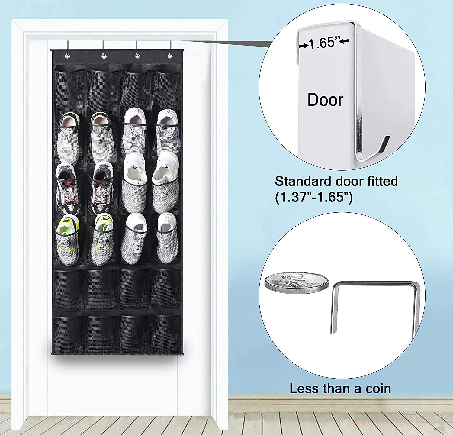 Behind door Shoe Space saving over Door Hanging shoes bag Wall Bag Storage Closet Holder