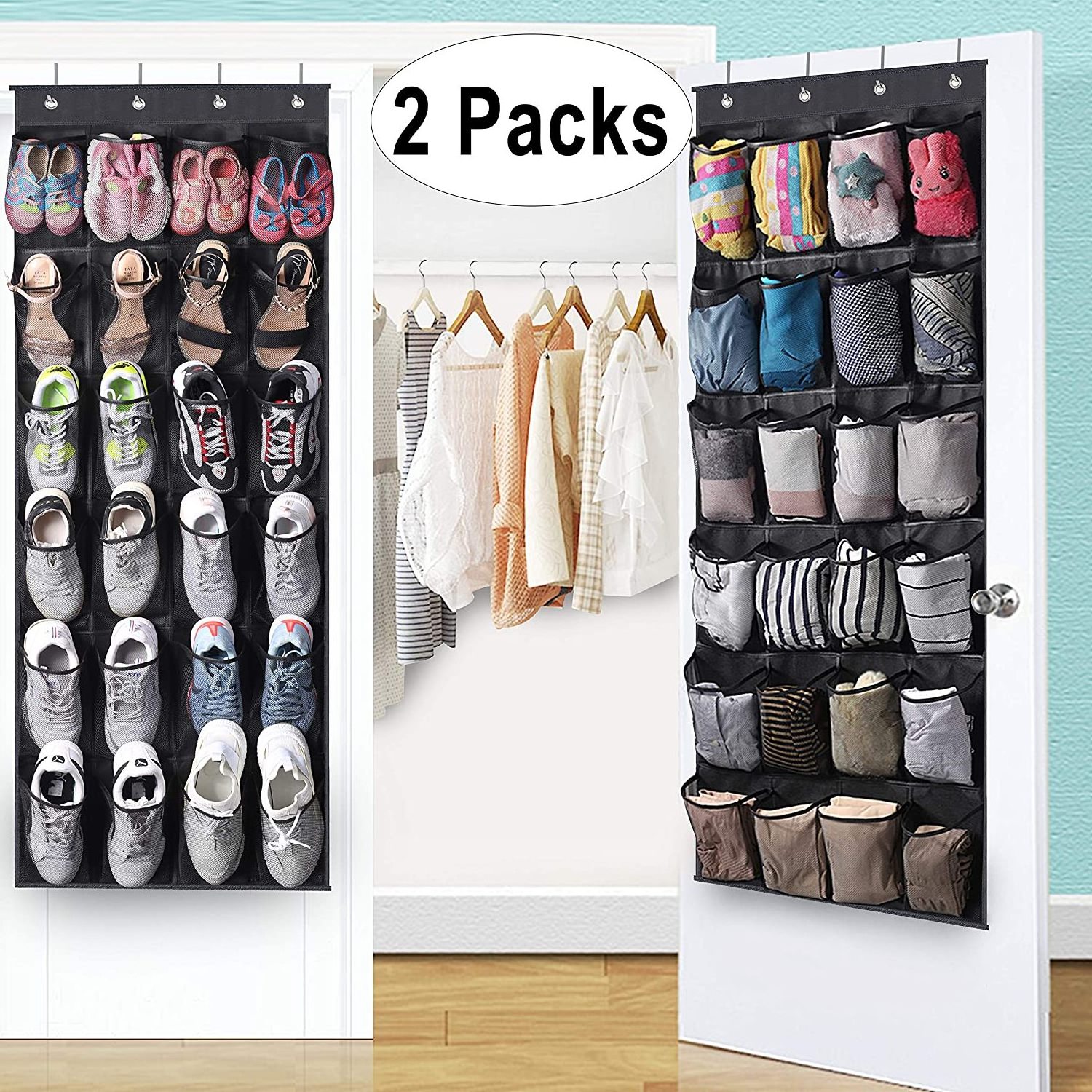 Behind door Shoe Space saving over Door Hanging shoes bag Wall Bag Storage Closet Holder