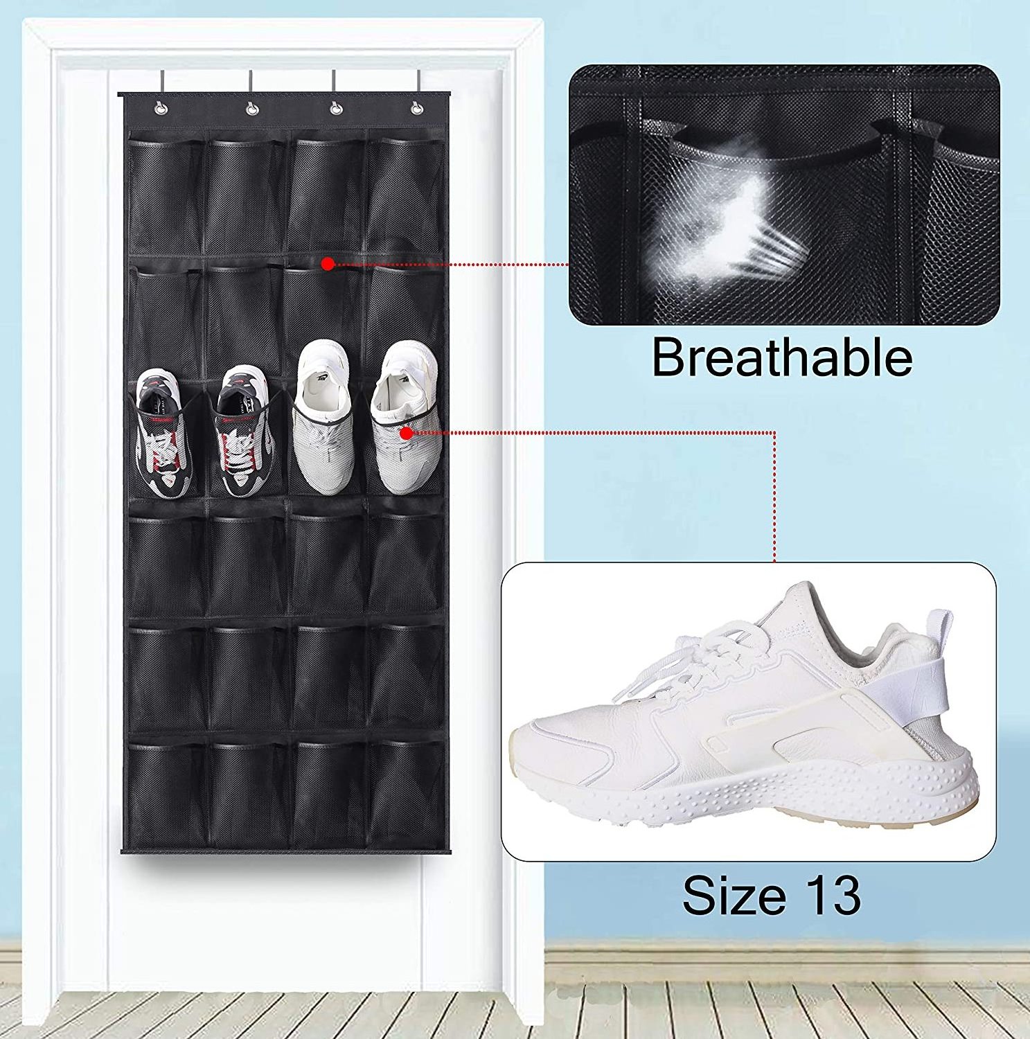 Behind door Shoe Space saving over Door Hanging shoes bag Wall Bag Storage Closet Holder