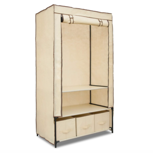 Foldable Fabric Wardrobe Adjustable Space-saving Clothes Cabinet with drawer Armoire