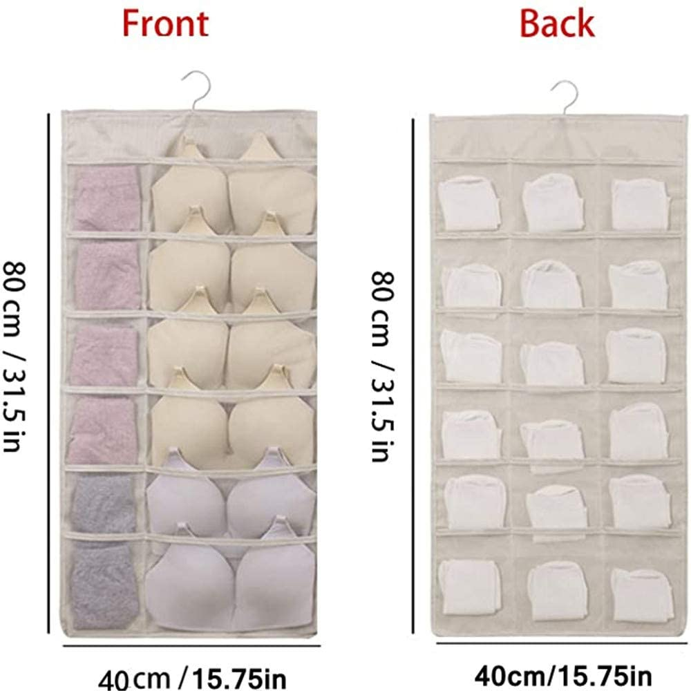 24 Pockets Over The Door Multipurpose Underwear Sock Shoe Sundries Closet Wall Organizer Hanging Storage Bag