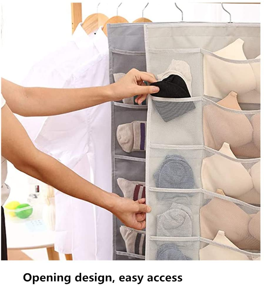 24 Pockets Over The Door Multipurpose Underwear Sock Shoe Sundries Closet Wall Organizer Hanging Storage Bag