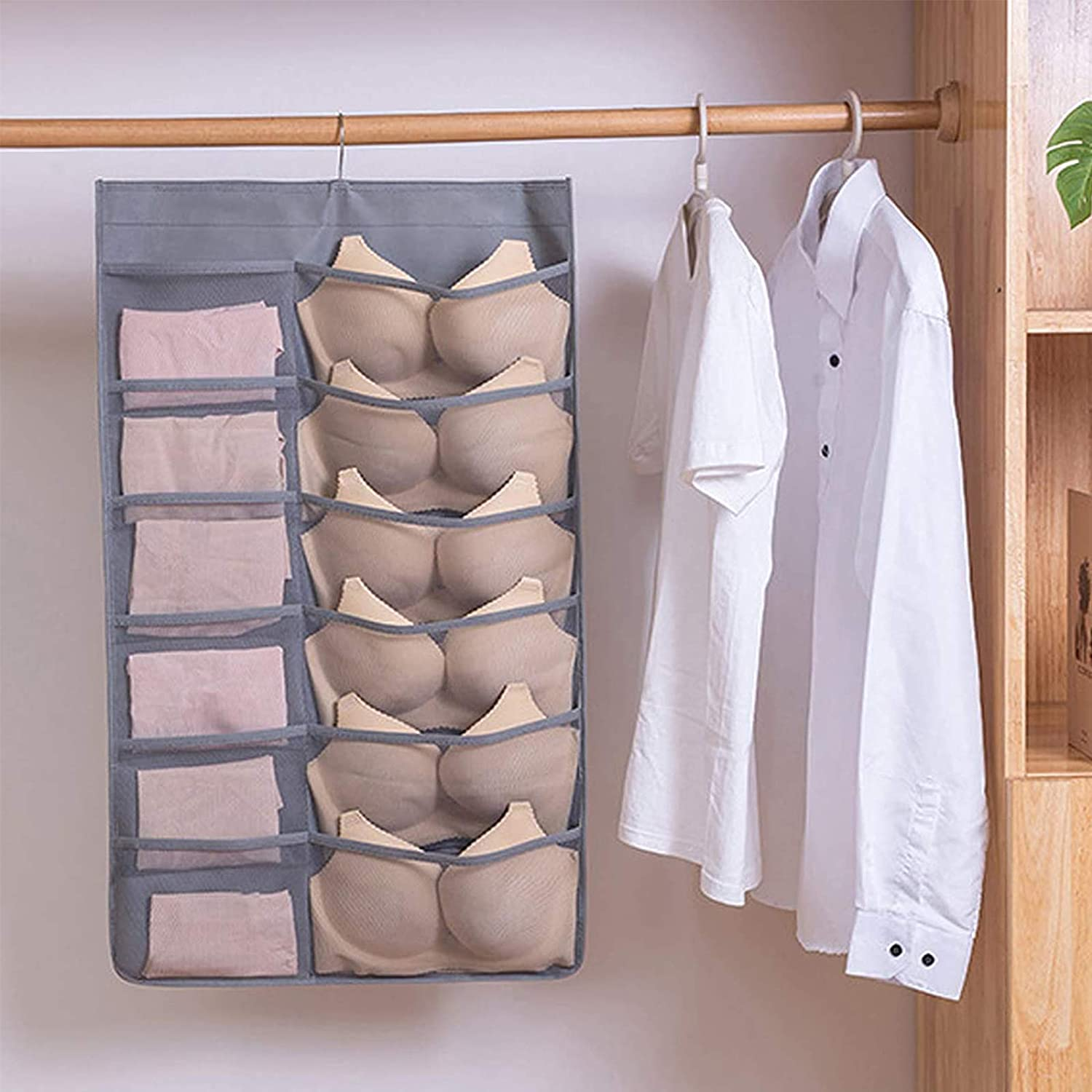 Pocket Over Door Hanging Bag Shoe bra Socks Underwear Rack Hang Storage Organizer with hook