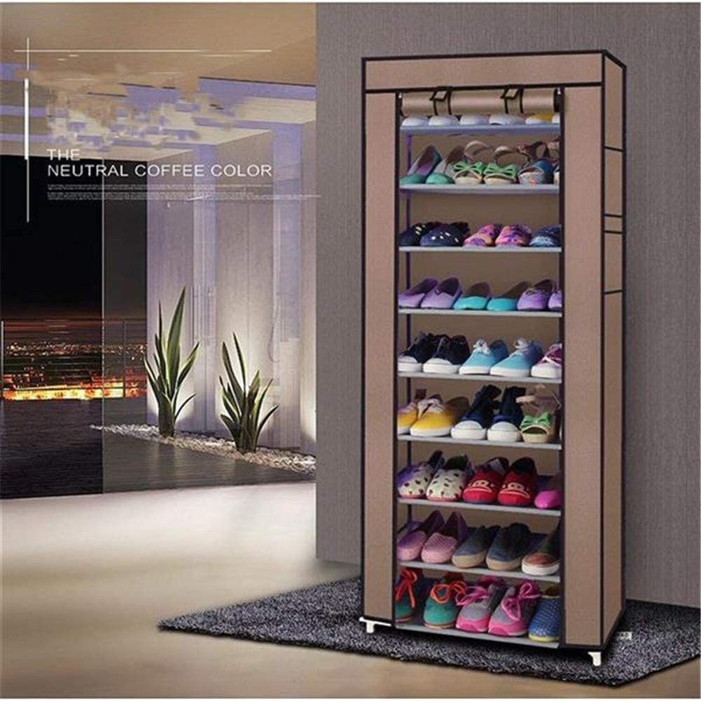 Freestanding shoe rack with dustproof non-woven cover 9-layer shoe cabinet storage rack shoe cabinet tower