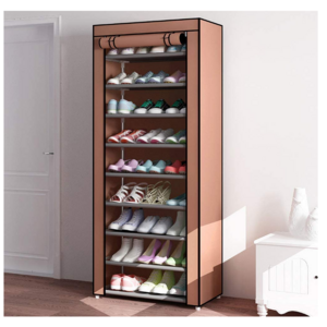 Freestanding shoe rack with dustproof non-woven cover 9-layer shoe cabinet storage rack shoe cabinet tower