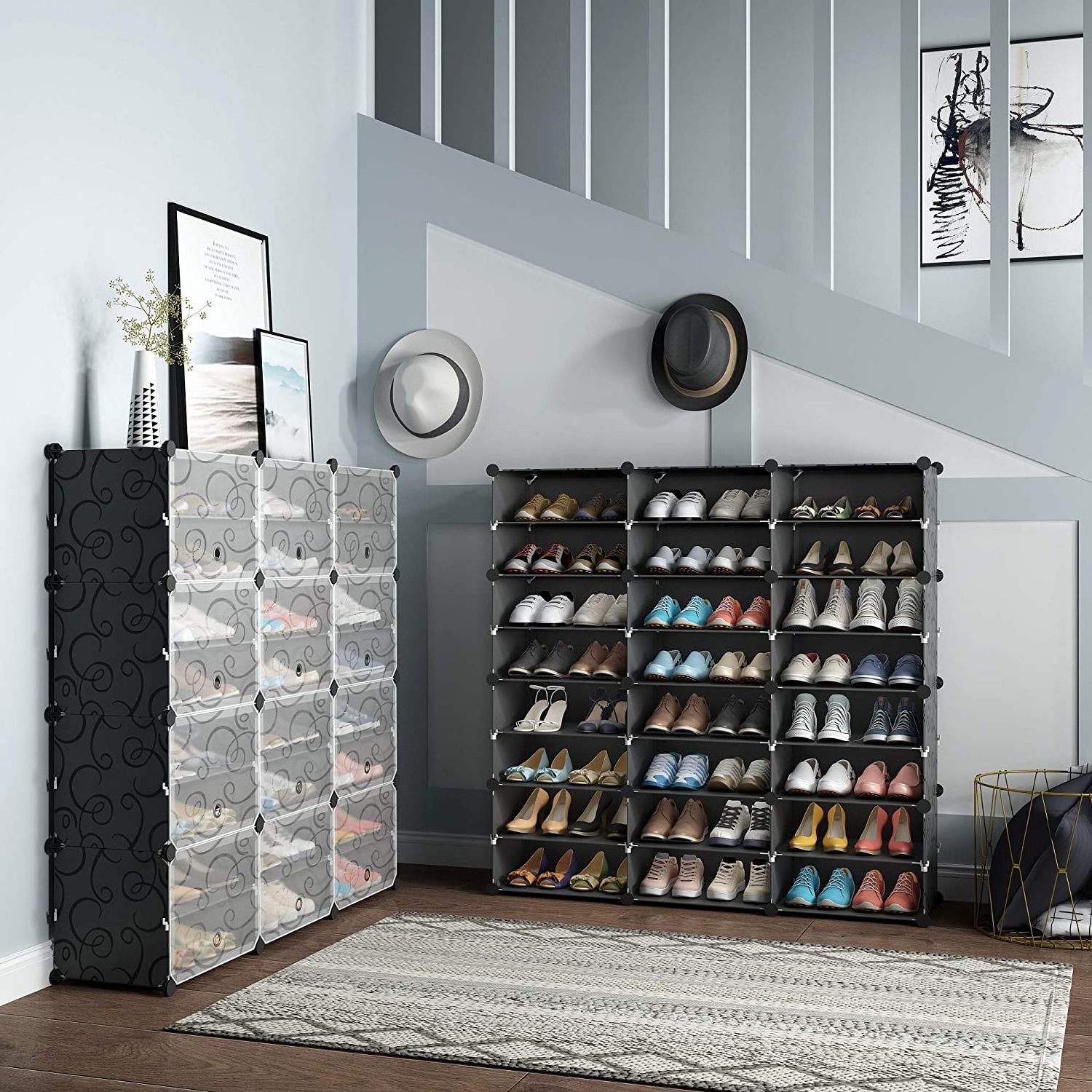 Portable shoe rack storage rack tower shelf storage cabinet bracket can be extended to store high heels, boots, slippers