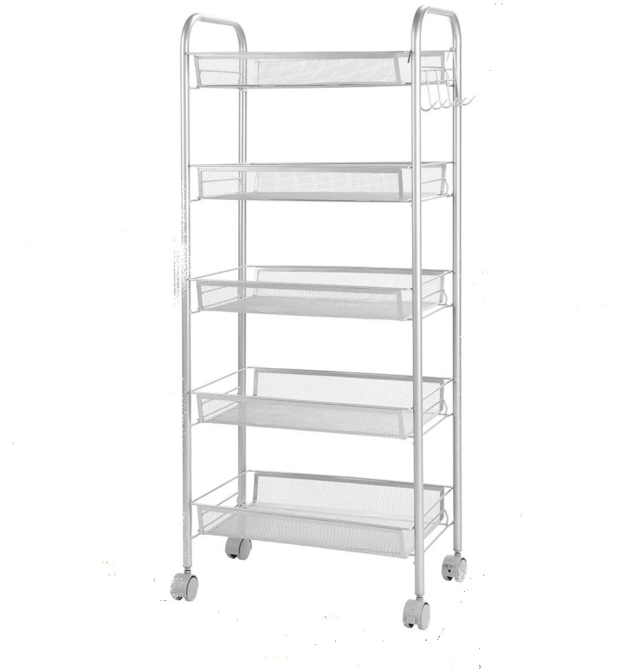 Bathroom storage rack rolling utility cart sliding-out storage rack mobile shelving unit storage rack