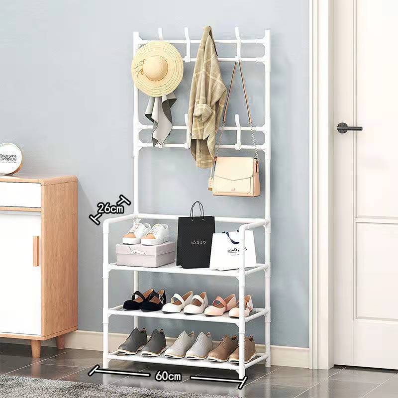 3-in-1 Easy Assembly Coat Rack Hall Tree Entryway  Shoe Bench Coat Rack for Home Furniture Organizer