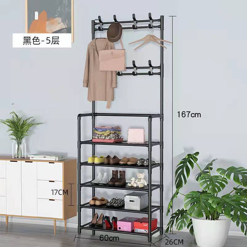 3-in-1 Easy Assembly Coat Rack Hall Tree Entryway  Shoe Bench Coat Rack for Home Furniture Organizer