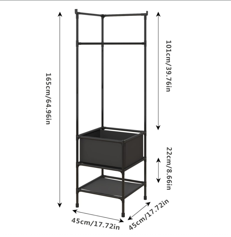 Coat Hanger Rack Freestanding 2 Layer Storage Simple Design Kids Corner Coat Rack