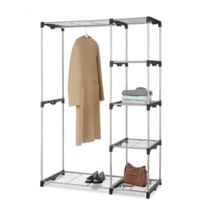 Metal Double Rod Freestanding Closet Wardrobe Heavy Duty Storage Organizer