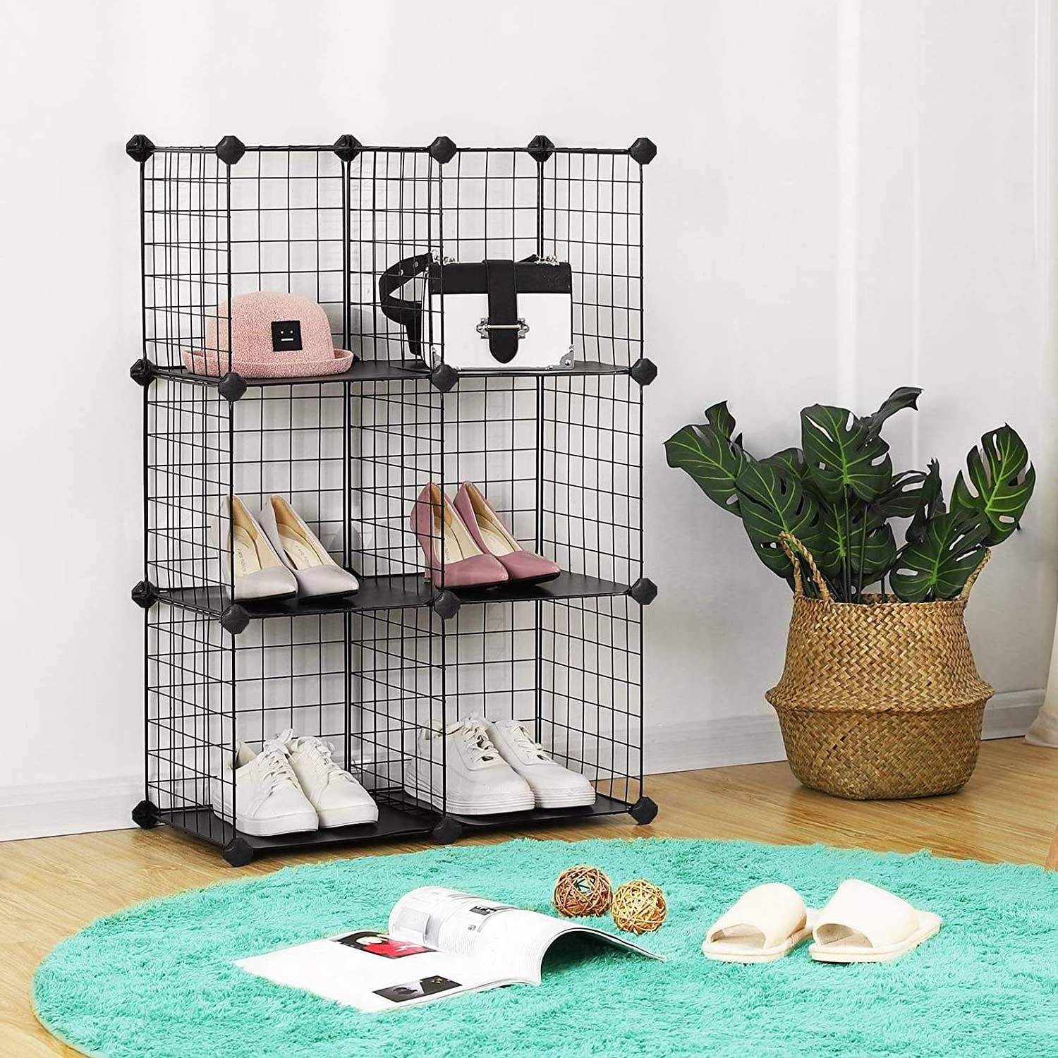 Storage Racks Shelving Units Stackable Metal Wire Shoe Cube Storage Racks Organizer