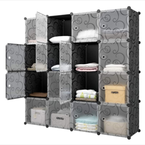 Portable wardrobe closet big cube storage cupboard bedroom plastic small bookcase with door closet hanging