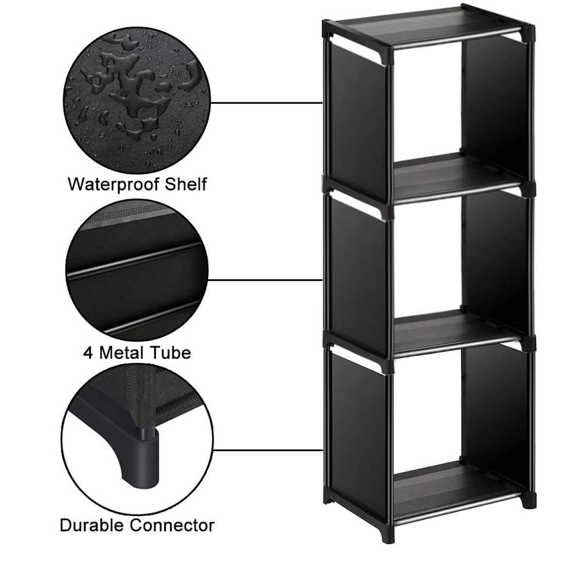 New Updated Book Shelves 3 Tier Portable Storage Clothes Wall Book Shelves For Living Room