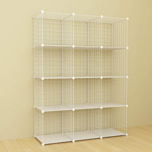 Metal Wire Storage Cubes, DIY 12-Cube Closet Cabinet and Modular Shelving Grids, Wire Mesh Shelves and Rack