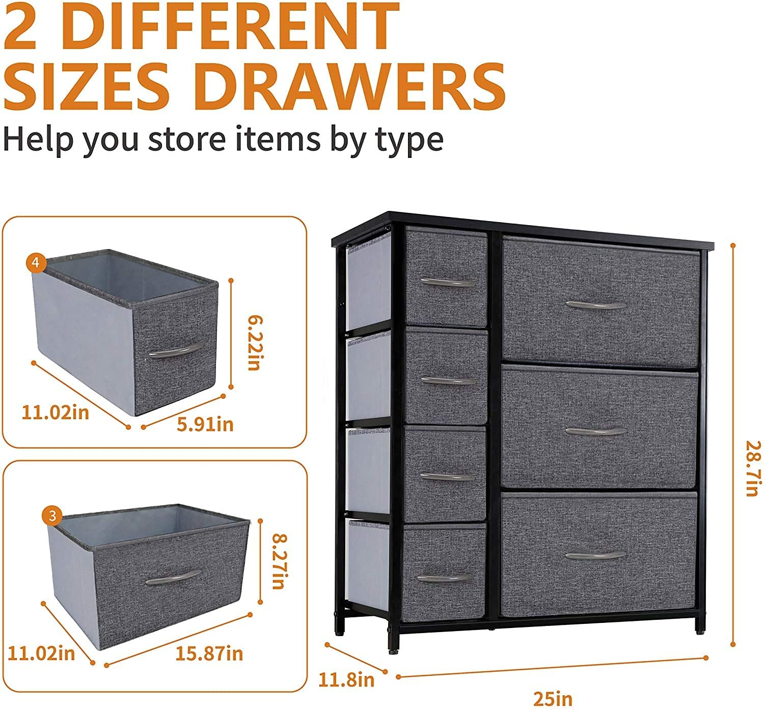 Home Storage Organizer Customized Modern Fabric Cloth Underwear Cabinet Dresser Storage Tower with 7 Drawers