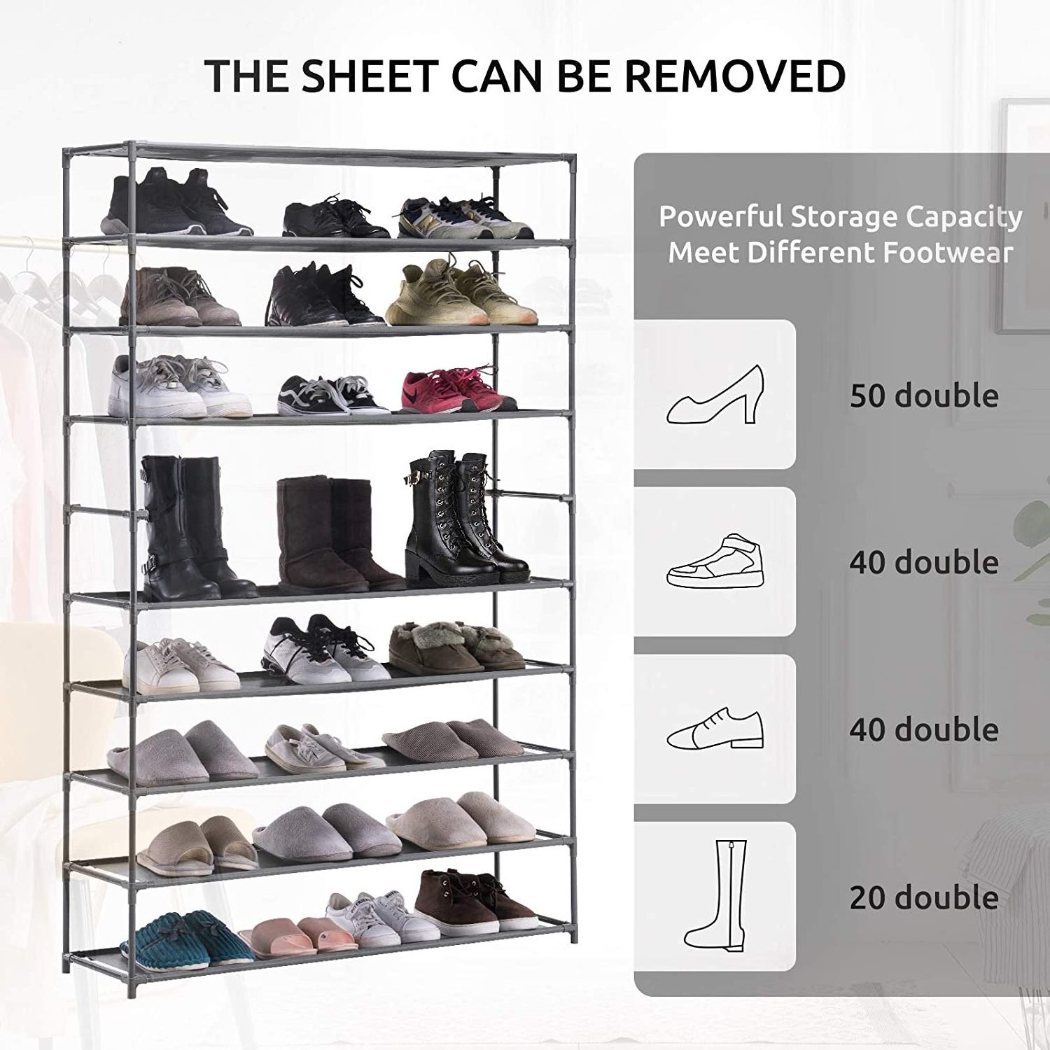 Portable simple household storage rack shelf bracket can be stacked for placing high-heeled shoes, boots, slippers