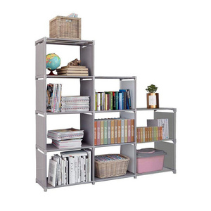 China Supplier Book Rack Storage Bookshelf 4 Tier Cube Pp Plastic Metal Shelf Storage Racks