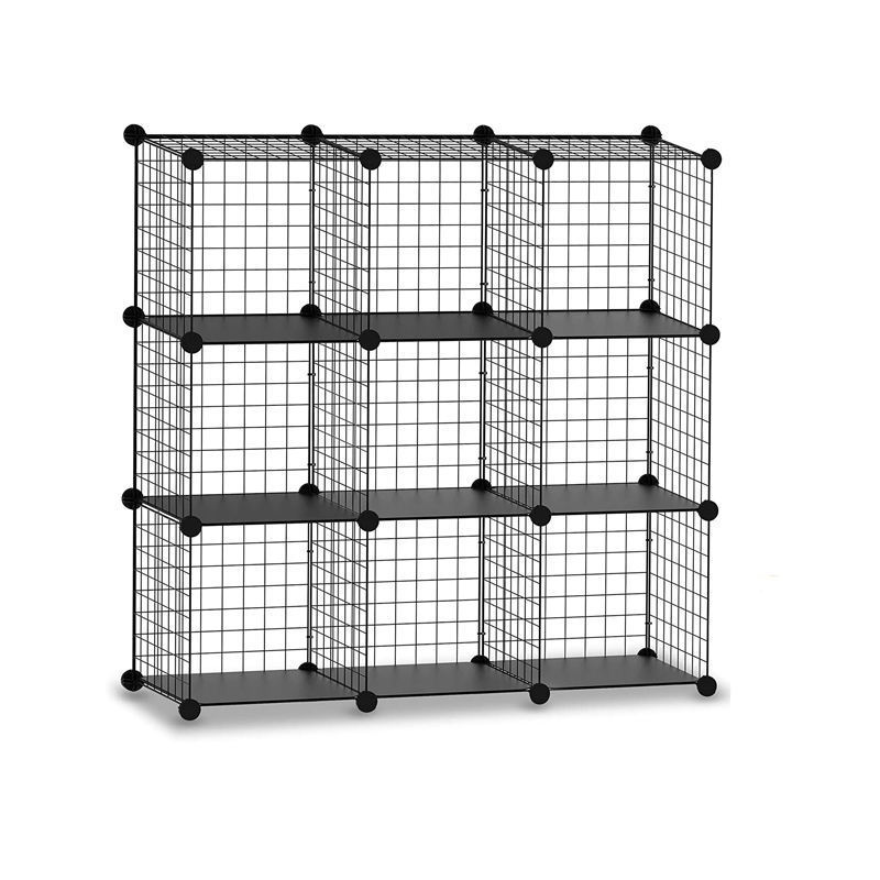 Hot Selling Cube Wire Storage Shelves Black Metal Clothes Heavy Duty Wire Cube Storage