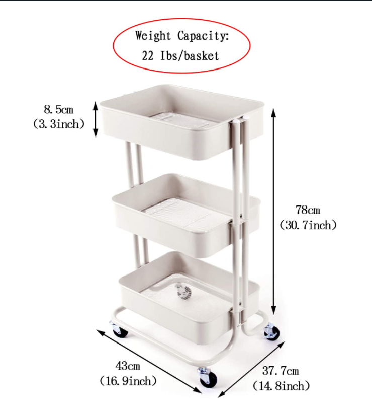 Manufacturers Selling Movable Steel Kitchen & Home Organizer 3 Tiers Serving Rolling Storage Cart Kitchen Trolley Rack.