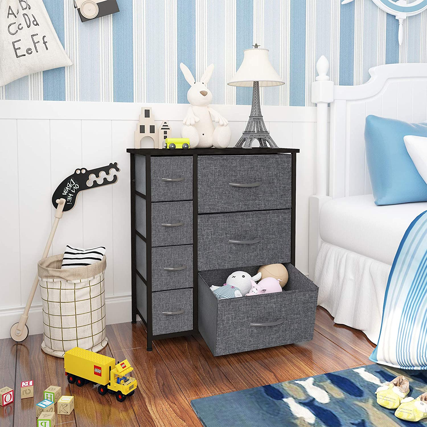 Home Storage Organizer Customized Modern Fabric Cloth Underwear Cabinet Dresser Storage Tower with 7 Drawers