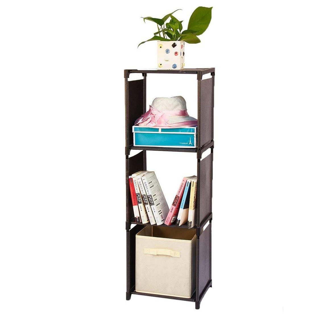 New Updated Book Shelves 3 Tier Portable Storage Clothes Wall Book Shelves For Living Room