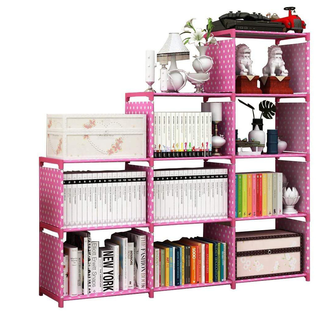 Wholesale Price Metal Book Shelf 9-Cube Diy Storage Bedroom Furniture Iron Kids Pink Book Shelf