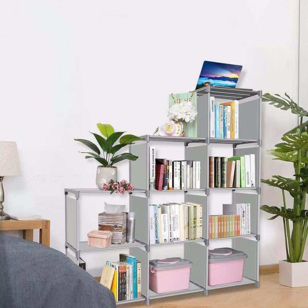 China Supplier Book Rack Storage Bookshelf 4 Tier Cube Pp Plastic Metal Shelf Storage Racks