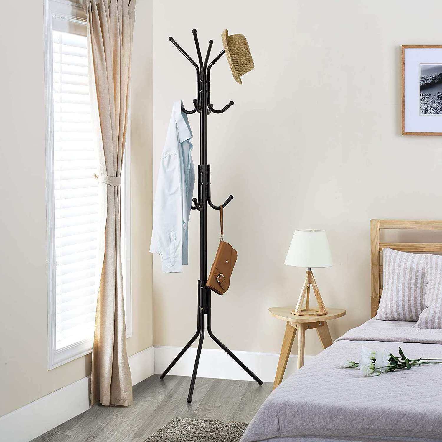 China Supplier Floor Coat Rack Metal Single Pole Vertical Hanger Metal Living Room Coat Rack