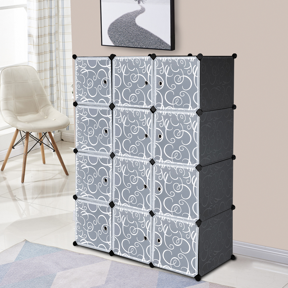 China Supplier Cube Storage 12-Cubes Storage Shelves Plastic Book Clothes Diy Closet Organizer