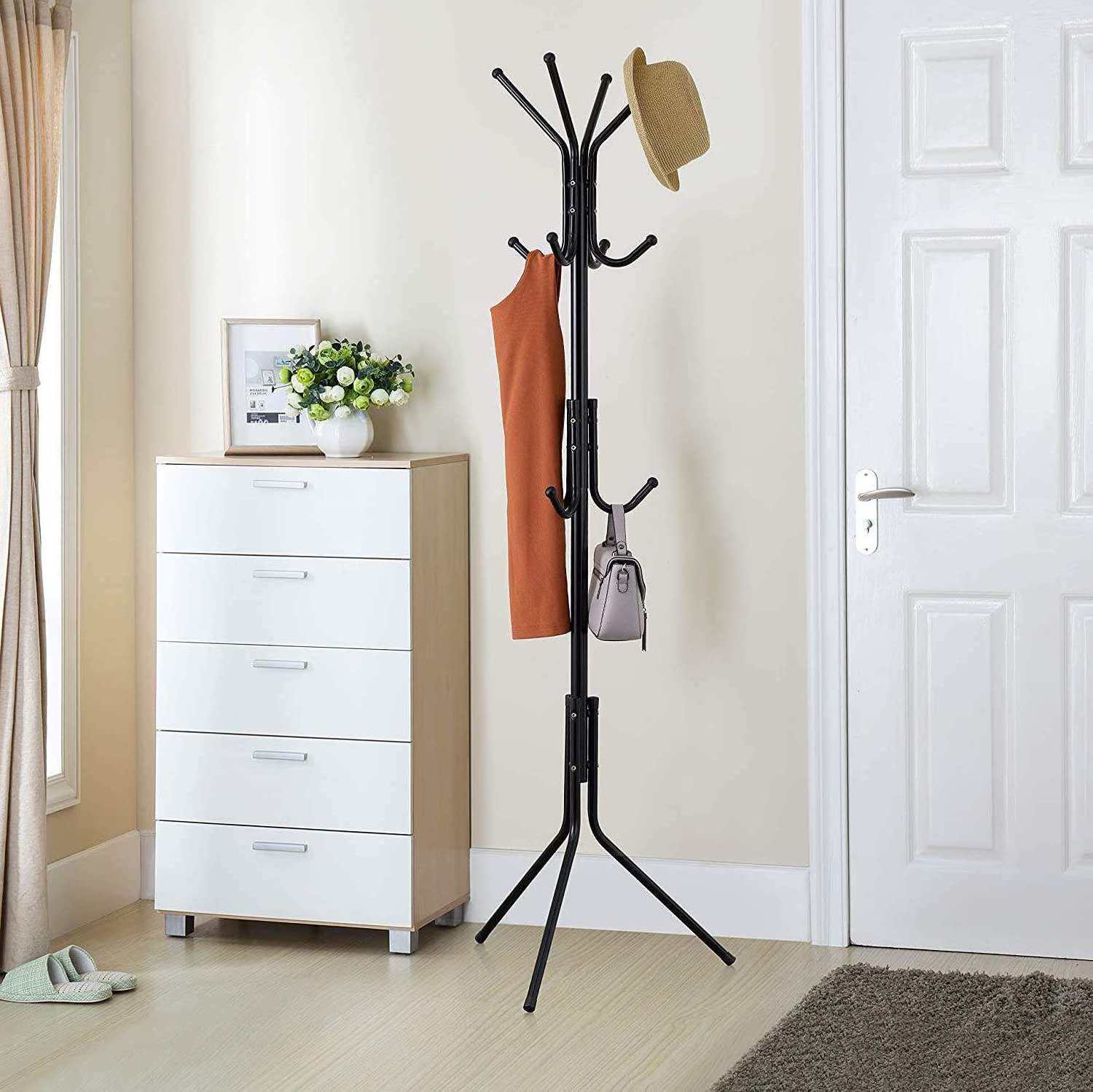 China Supplier Floor Coat Rack Metal Single Pole Vertical Hanger Metal Living Room Coat Rack